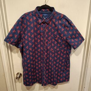Apt. 9 Men's Lobster Novelty Print Premier Flex Slim Fit Button Down Shirt XXL